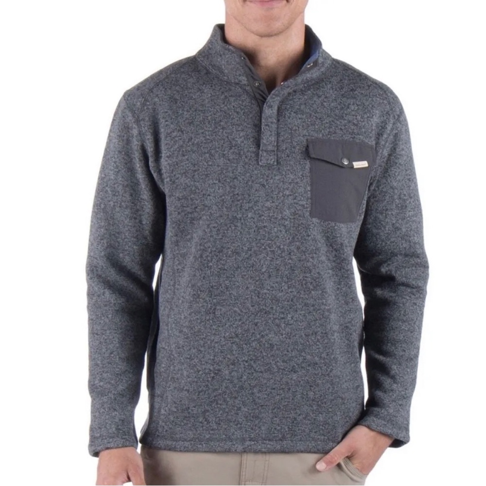 Woolrich Men's Drifter Fleece Sweater Quarter Snap Pullover in Granite Gray XXL